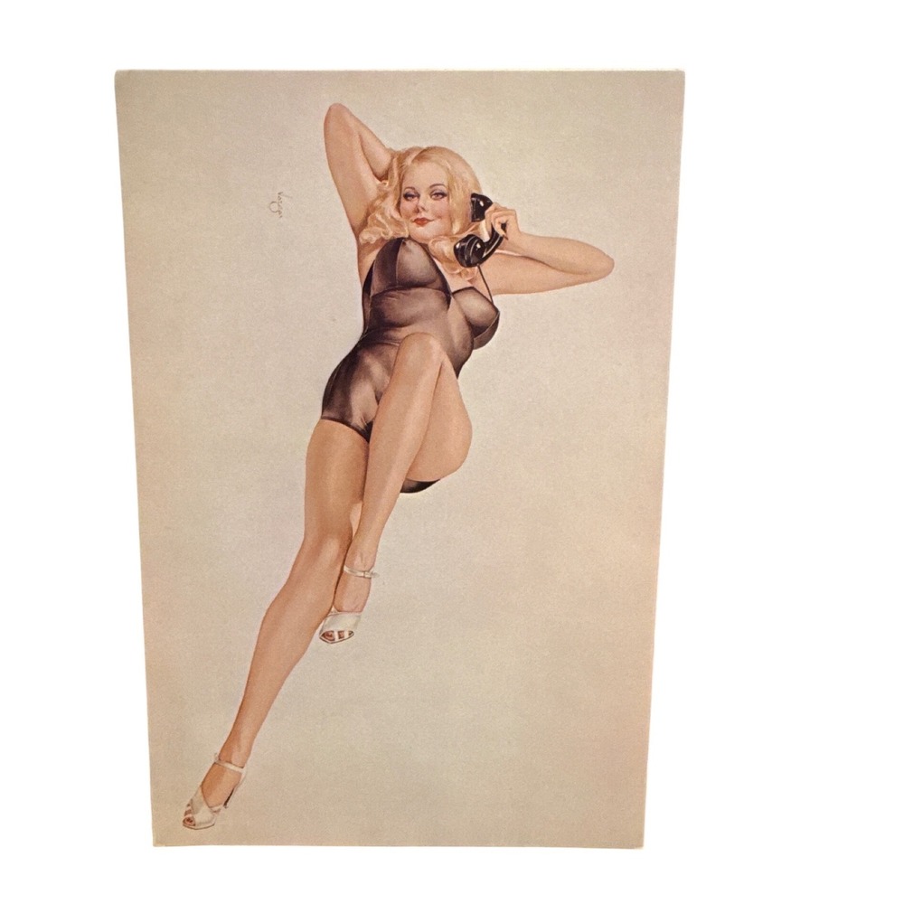 Vintage 1979 Alberto Vargas Pin Up Lithograph Greeting Card Bantam Gallery